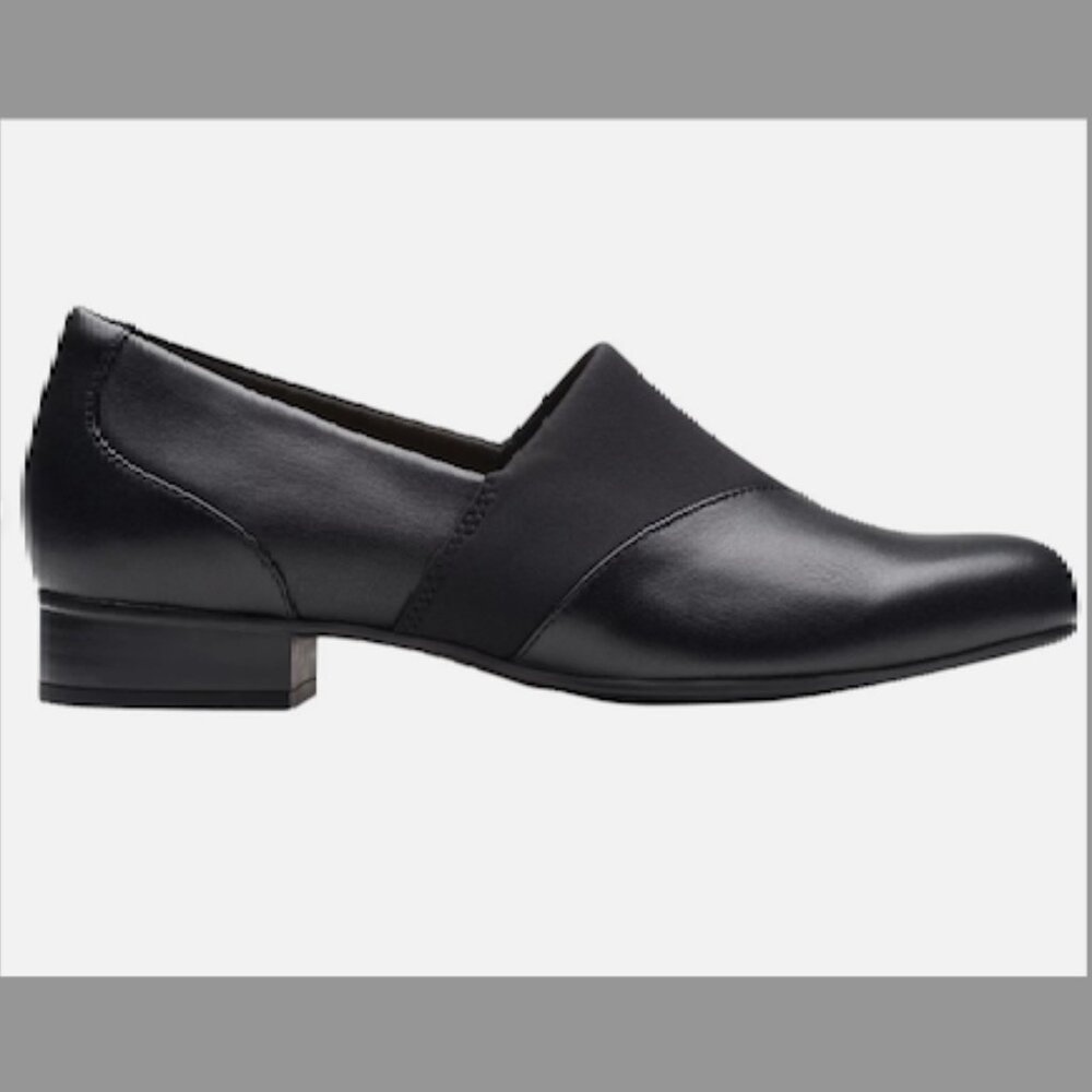 Clarks Women's Juliet Gem Leather Slip On Flats Black Size 10 W
